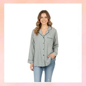 PINK Victoria's Secret XXL Striped Sleep Shirt Button Down